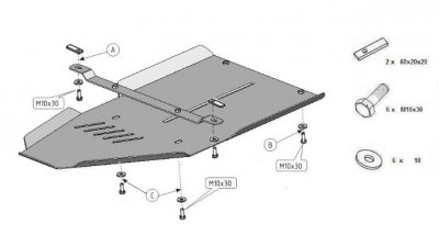 Eksploderet billede af Sumpplade gearkasse Toyota Land Cruiser 150 2010-