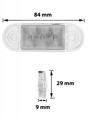 Supertyndt positionslys med 3xLED 12V/24V E-mærket