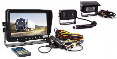 Bakkamera-system 7 monitor inkl. 3 standardkameraer og 1 visir-kamera