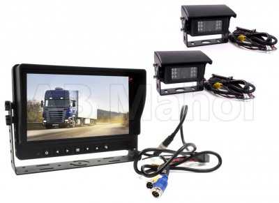 Bakkamera-system 9" monitor inkl. 2 visir-kameraer